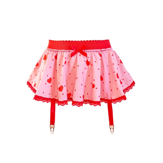 Pink Valentines Lingerie Skirt, Sweetheart Tutu Garter Belt