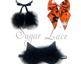 Orange Halloween Hair Bow, Barette, Hair Tie, Clip