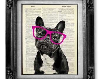french bulldog with glasses painting