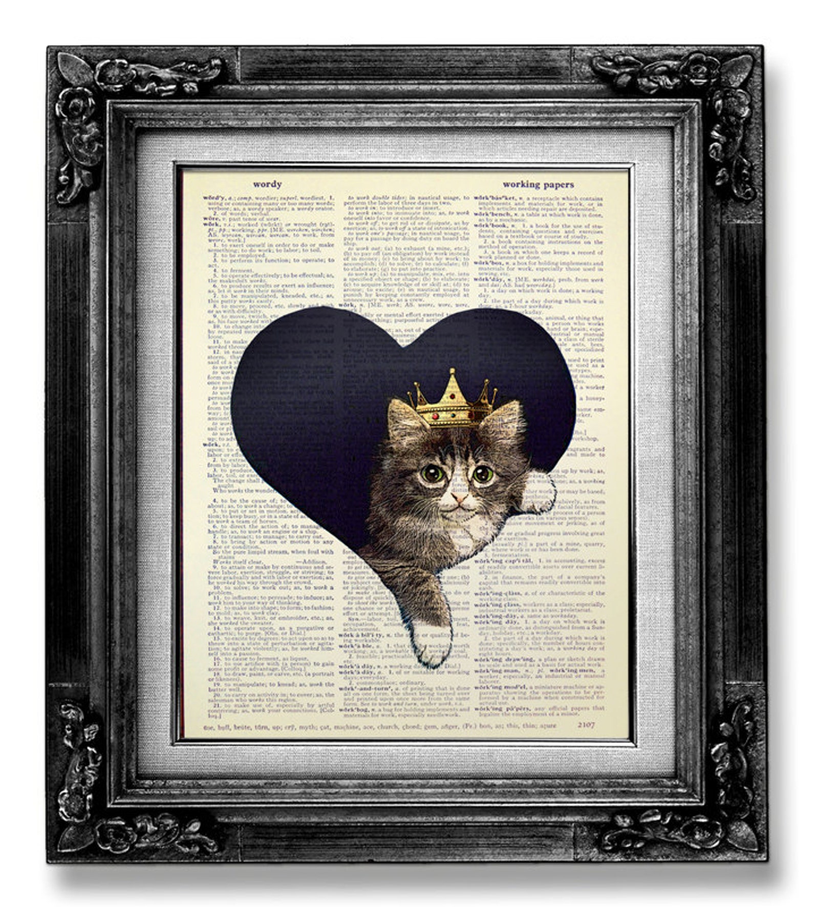 CAT Art Print Cat Decor KITTEN Art Cat Heart Art Kitten Cat Etsy