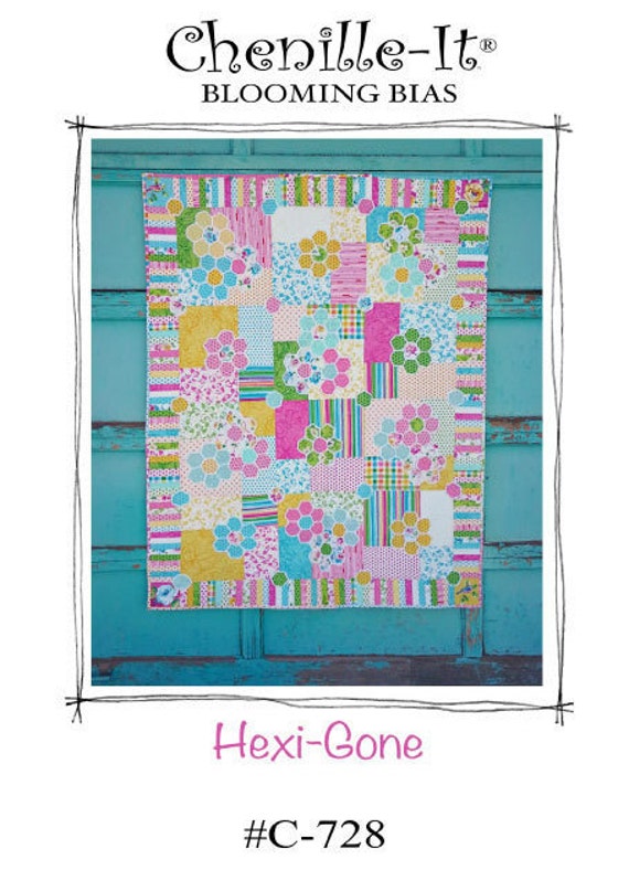 Hexie Gone Quilt Pattern, Chenille Quilt Pattern, Hexie Quilt