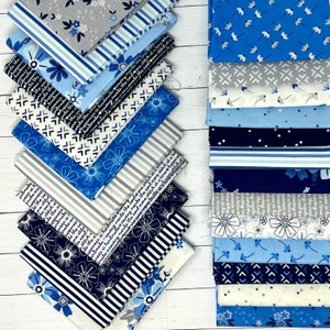 Riley Blake Designs Blue Stitch by Christopher Thompson fat quarters, The Tattooed Quilter, Blue Stitch Collection, 26 FQ bundle, Quilting