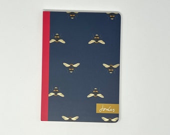 Joules Bircham & Bloom Bees Pocket Notebook, B6 Notebook, Navy