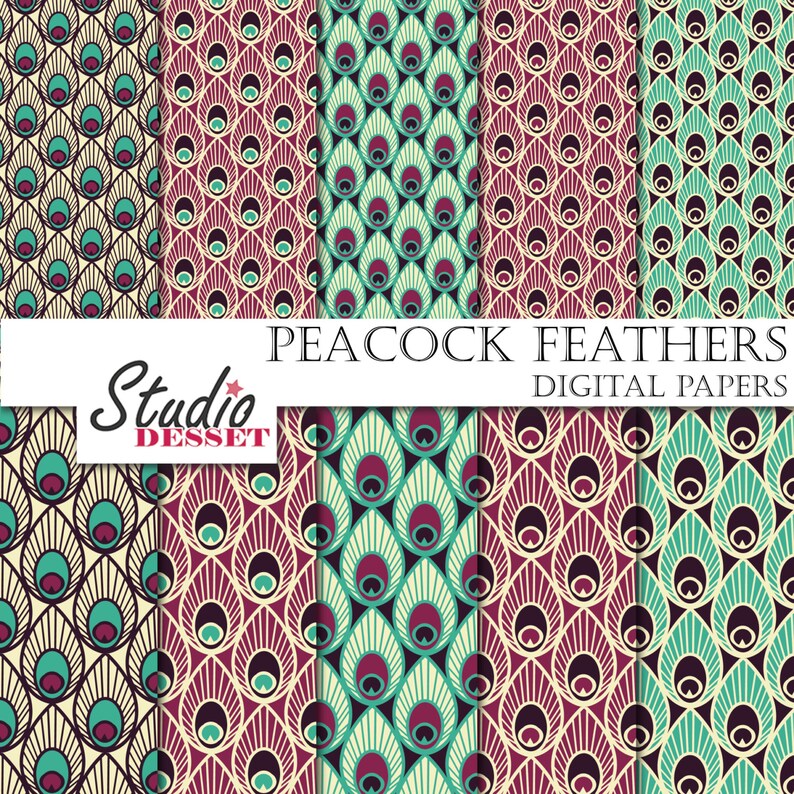 Download Peacock Papers Feather Patterns Peacock Digital Paper | Etsy