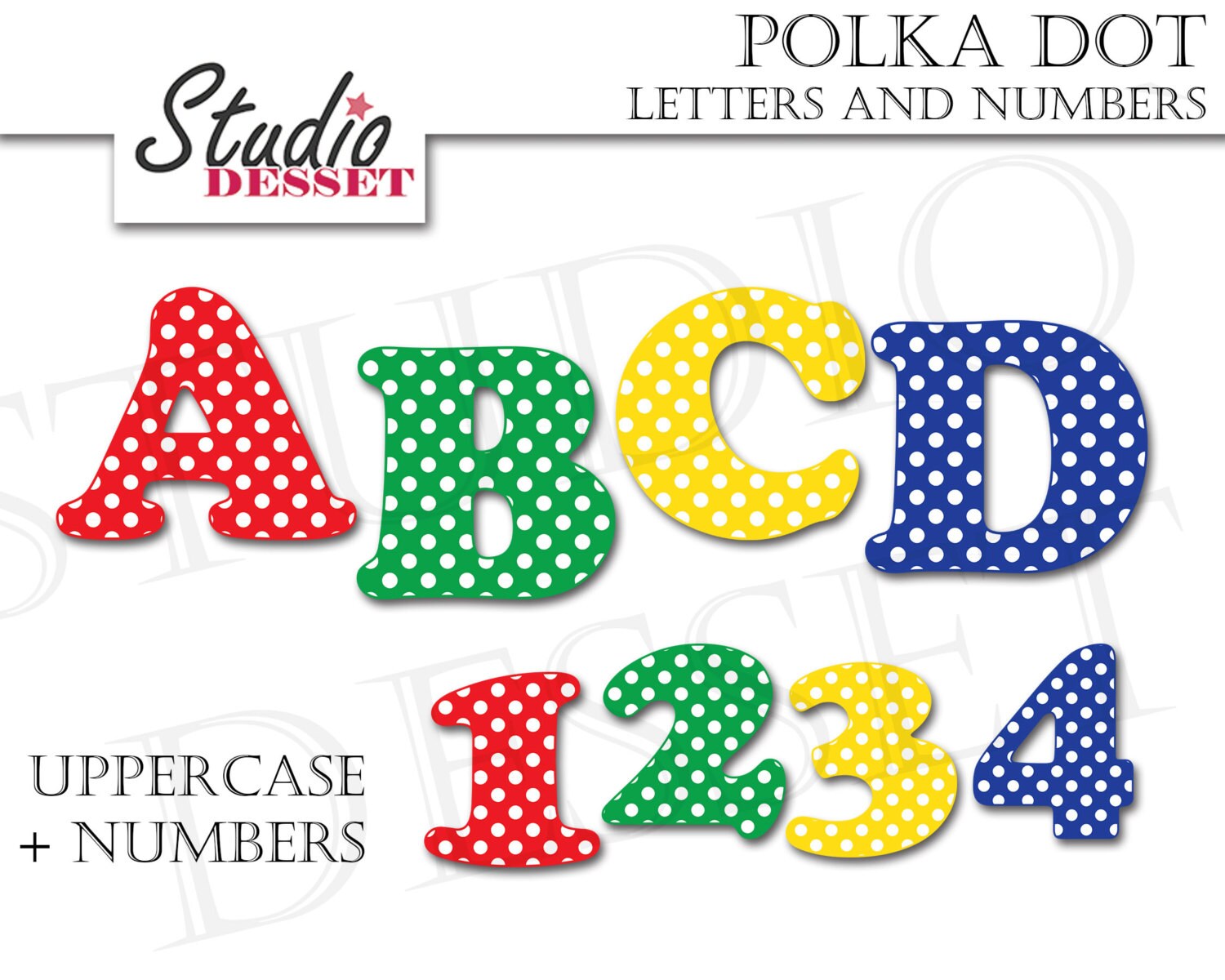 Polka Dot Letters Alphabet and Numbers Cliparts ABC Clipart Etsy