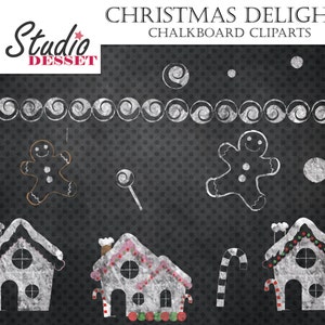 Reindeer Snowman Snowflake Graphics for Personal and Commercial Use Chalk Clip Art Santa Claus Chalkboard Christmas Clipart