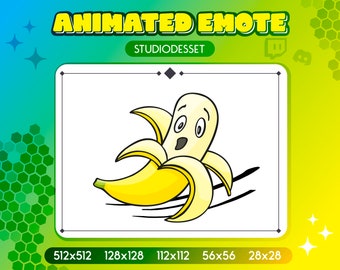 Animated Twitch Emote - Cute Banana Emote For Streamers - Slippery Emote Instant Download