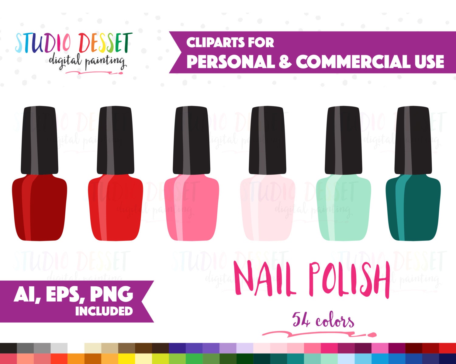 Nail Polish Clipart Vector Clip Art for Planner Stickers | Etsy