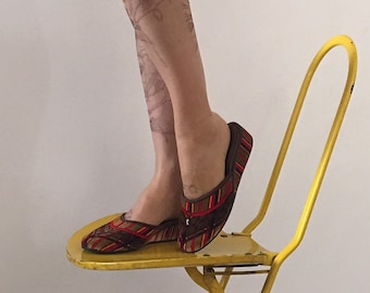 Jaren &#39;70 Roberta di Camerino voor Superga Velvet Wedge Heel Slippers Maat 37