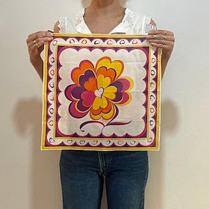 60s Pucci Cotton Pocket Square Hearts And Flowers Handkerchief