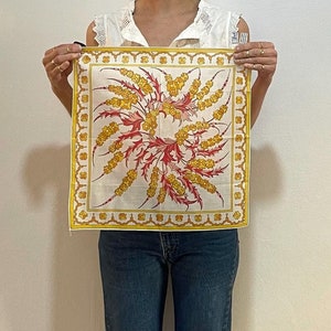 60s Pucci Cotton Pocket Square Pink And Yellow Flowers Handkerchief