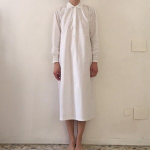 40s Hand Embroidered White Cotton Long Nightgown With Cut Out Lace Details and Hand Sewn Pin Tucks image 1