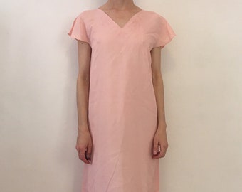 50s Pink Rayon Embroidered Slip Dress