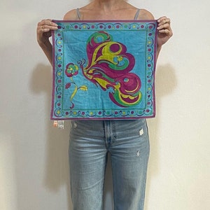 60s Pucci Cotton Pocket Square Psychedelic Butterfly And Flower Handkerchief