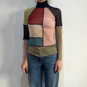 90s Jean Paul Gaultier Mondiran Patch Work Multicolor Mesh Club