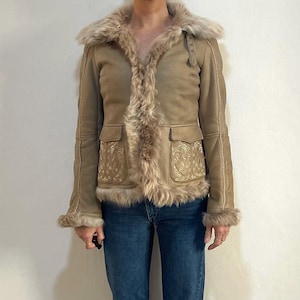 Y2K Roberto Cavalli Class Shearling Leather and Fur Embroidered