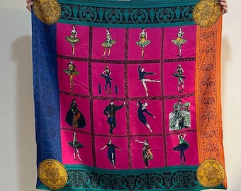 90s Silk Twill Fashion Illustration Opera Ballet Costume Design Scarf