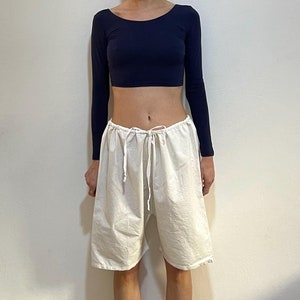 Victorian Bloomers White Cotton With Drawstring Big Shorts Vintage Underwear