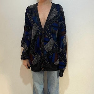 90s Missoni Patchwork Multi Color Amazing Cardigan Wool Sweater