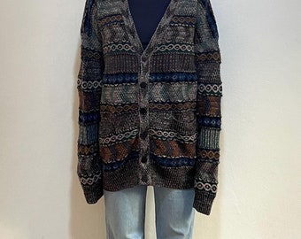 90s Ladies Sport Missoni Knit Cardigan/ Striped Cardigan/ Vintage