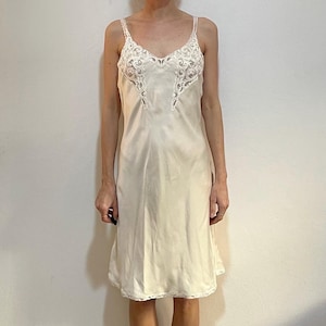 90s La Perla Silk Bias Cut Ivory Slip Dress With Delicate Embroidered Lace
