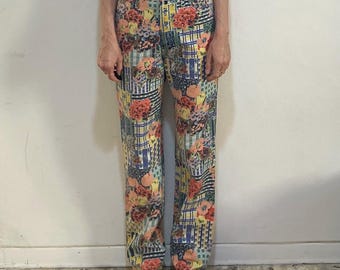 80s Kenzo Jeans Blue Flowers Boho Hippy Festival Denim Jeans - Etsy