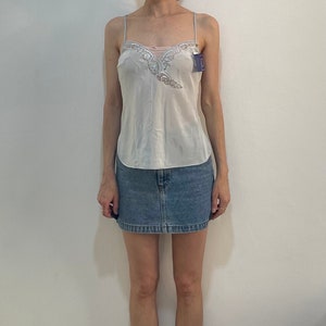 90s La Perla Silk Sky Blue Embroidered Lace Bias Cut Camisole Vintage Lingerie Wedding New With Tags Size 1