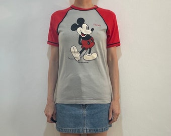 70er Jahre Micky Maus Florida Made In USA Sherry Two Tone Cotton Poly T-Shirt