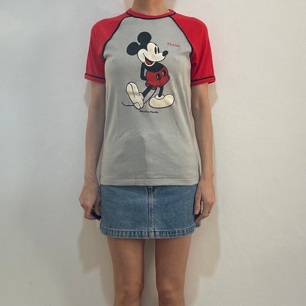 70s Mickey Mouse Florida Made In USA Sherry Two Tone Cotton Poly T-shirt