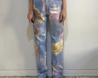 80s Kenzo Jeans Blue Flowers Boho Hippy Festival Denim Jeans - Etsy