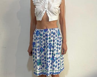 Vintage 60's Emilio Pucci Blue Print Velvet Maxi Skirt & Silk Top