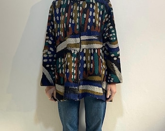 80s Missoni Oversize Wool Zip up Hooded Jacket Geometric Print - Etsy