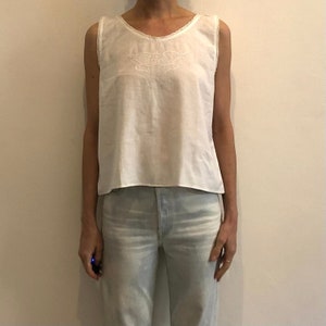 40s White Cotton Top With Hand Made Embroidery Summer Boho Day Dream Crop Top
