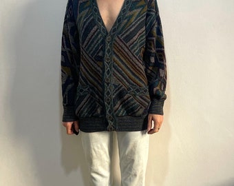 Vintage 90s Missoni Sport Knit Cardigan | Abstract Pattern, Men's