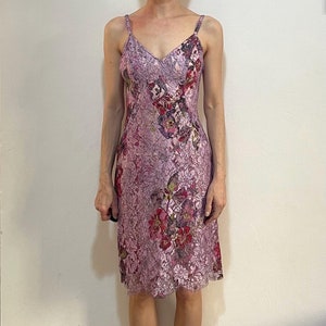 80s Christian Lacroix Floral Lace Overlay Slip Sexy Party Dress