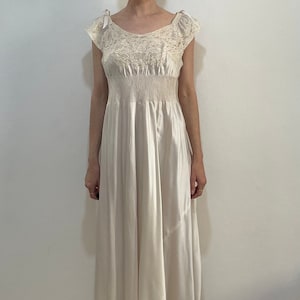 30s Bias Cut Ivory Silk Slip Nightgown With Lace Bodice Entirely Hand Stitched!