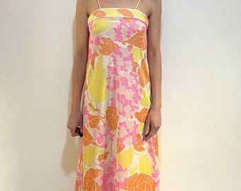 60s Emilio Pucci For Formfit Rogers Sheer Nylon Psychedelic Summer Baby Doll Maxi Dress