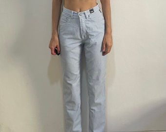 90s Versace Jeans Couture Blue And White Stripe Super Model Jeans