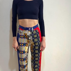 90s Versace Jeans Couture Funny Dogs And Houndstooth Super Model Jeans