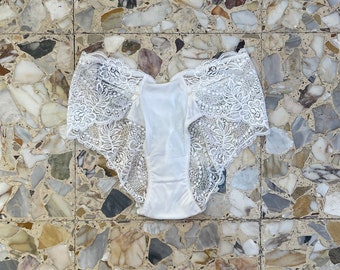 90s La Perla Vintage Satin Lace Panties High Waisted French Brief New With Tags