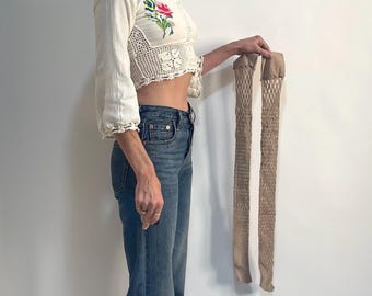 60s Mod Beige Open Knit Lace Hold Up Stocking New In Package