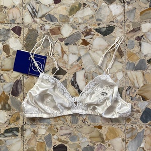 90s La Perla Silk Satin White Lace Bra Vintage Lingerie Wedding New With Tags