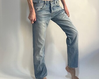 Pantalon Déstructuré Girbaud - Jean Ruban Violet - Taille 42 - Occasion Très Bon état - Style Vintage