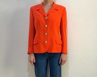 90s Versace Couture Orange Wool Medusa Buttons Jacket Blazer
