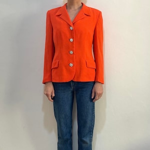 90s Versace Couture Orange Wool Medusa Buttons Jacket Blazer