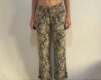 Jeans romantici a gamba dritta con stampa floreale arazzo Cavalli anni '90