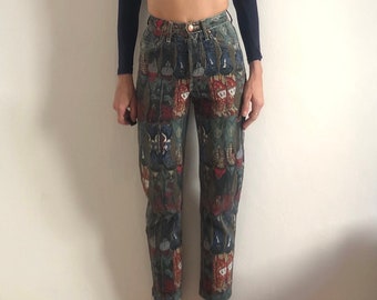 80s Kenzo Jeans Blue Flowers Boho Hippy Festival Denim Jeans - Etsy