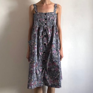 80s Cacharel Liberty Summer Baby Doll Dress Garden Party Floral Print
