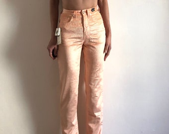 90s Versace Jeans Couture Pink Velvet Corduroy Jeans XS New With Tags