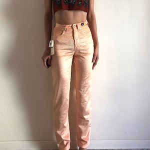 90s Versace Jeans Couture Pink Velvet Corduroy New With Tags Super Model Jeans Size Extra Small